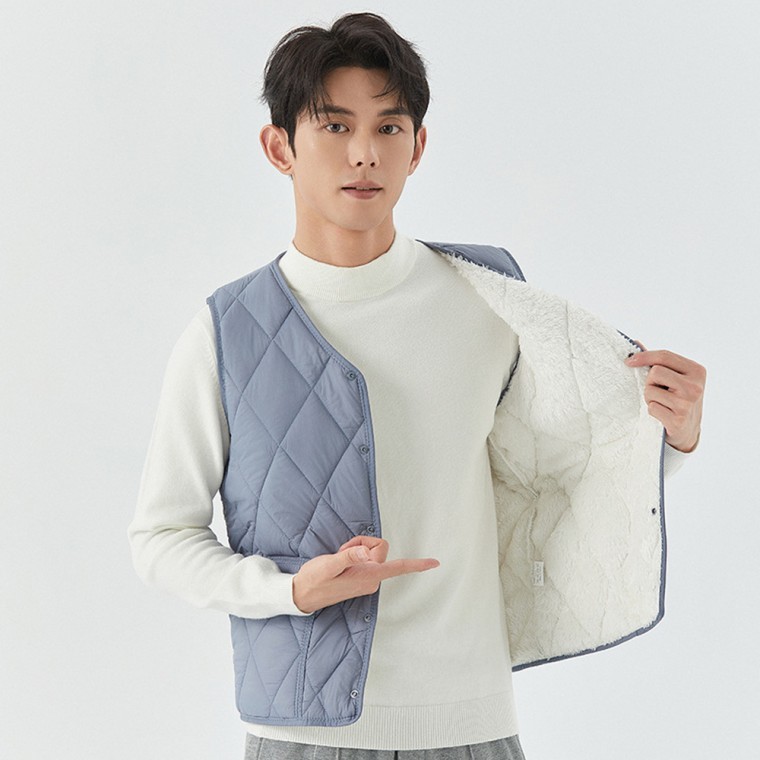 데일리 마름모 누빔 기모 안감 남자 퀼팅 조끼 패딩 - 상품 이미지