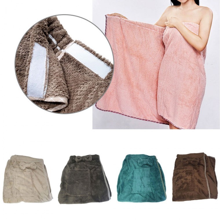 리본치마 샤워가운 흡수력이 좋은 파인애플 극세사원단 포근한 샤워 후 가운 수건겸용