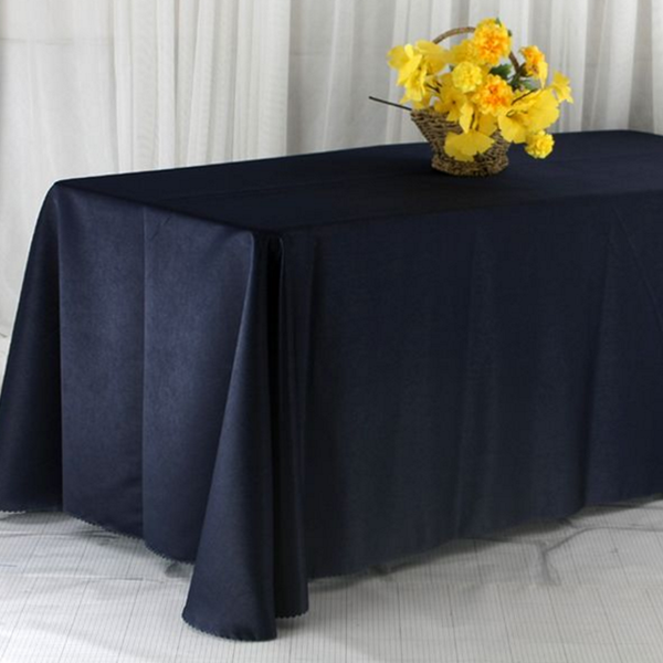 두꺼운 광폭 식탁보 베이직 광폭 테이블보 이음선 행사용 네이비 6인용