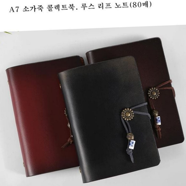 미니 소가죽 노트 빈티지 루즈 리프 노트 링수첩 수첩 메모노트 - 상품 이미지