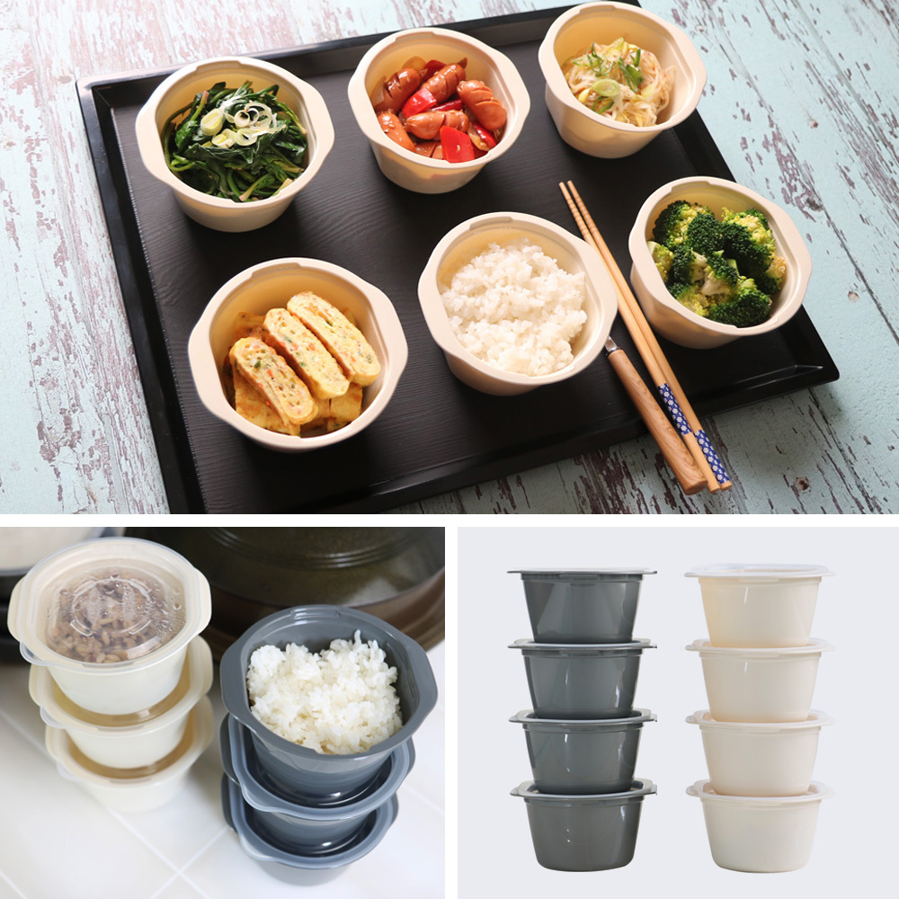 티본 쿡앤밥275ml소 12p 바디칼라+뚜껑투명-밥팩 전자렌지용기 - 메인 이미지