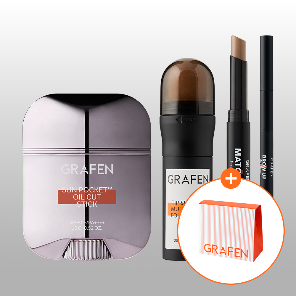 그라펜 풀세트4종 (선스틱+팁스케치+쉐딩+브로우펜슬) SPF50+ - 상품 이미지