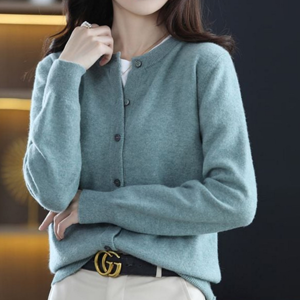 베이직 여성 라운드 가디건 긴소매 여자 라운드 가디건 데 간절기 - 상품 이미지