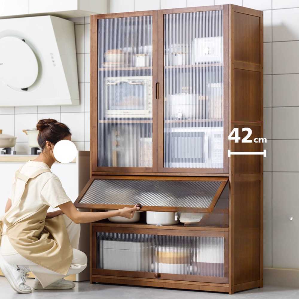 옛날 주방그릇장 레트로 수납장 빈티지 주방 가구 80x32cm 티크 5단 - 상세 이미지 3