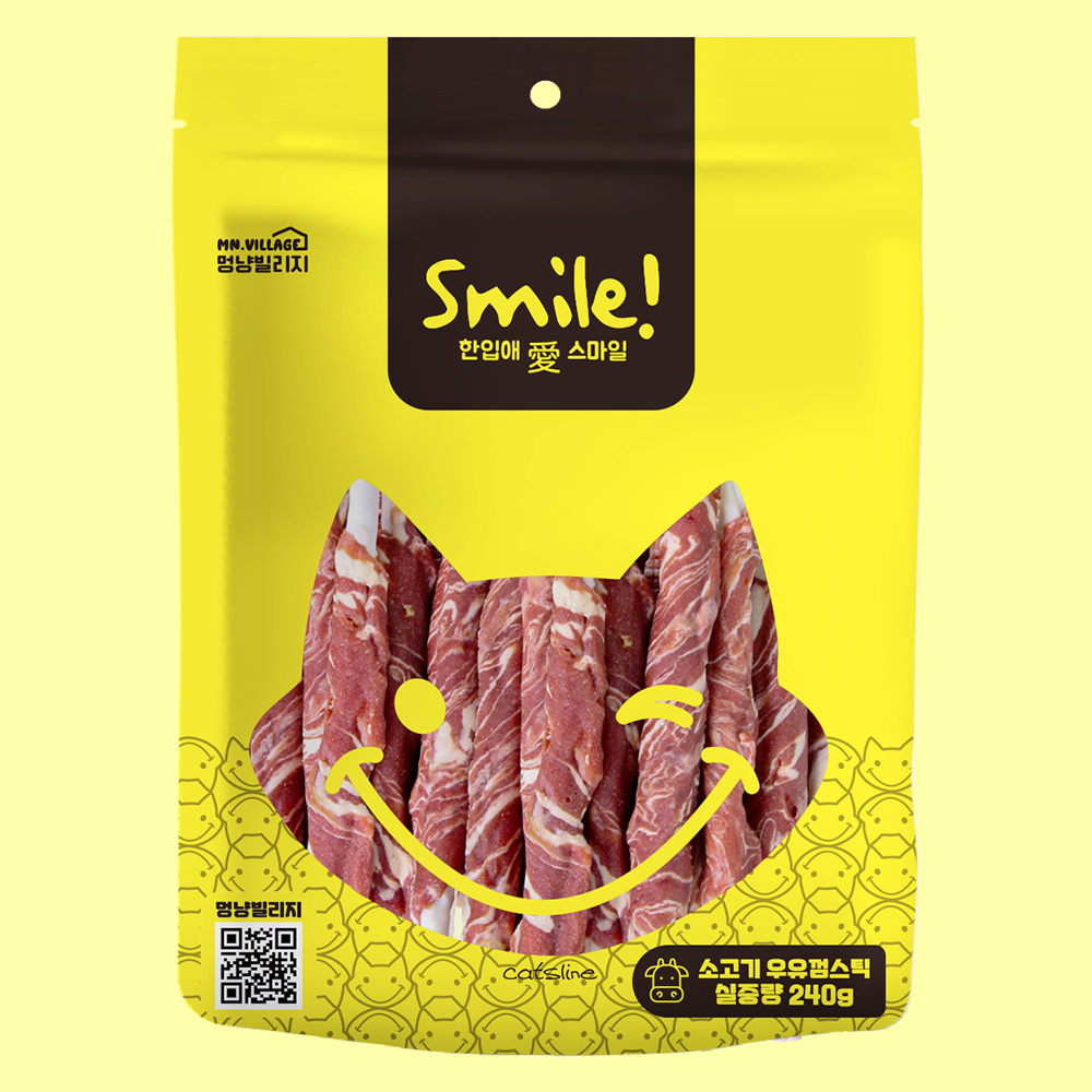 스마일 소가죽 우유껌 강아지 덴탈츄 강아지 오래츄 소고기 스틱, 240g, 1개 - 상품 이미지