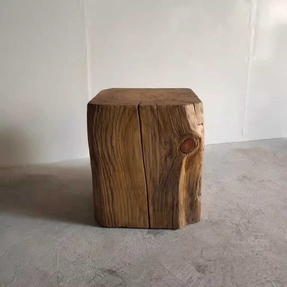 통나무의자 스툴체어 통원목 협탁 카페 야외의자 촬영 25x25x30cm 빈티지 - 상품 이미지