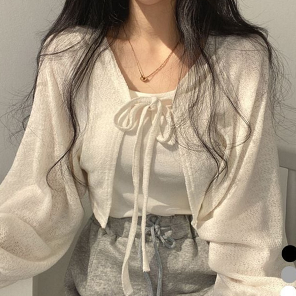 크롭 여성 볼레로 가디건 브이넥 여자 볼레로 가디건 루즈핏 여름 - 상품 이미지