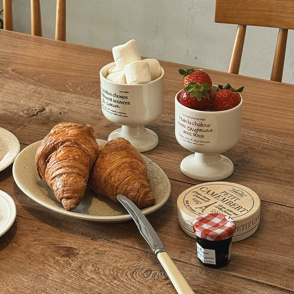 유월가게 모망 세라믹 레터링 고블렛잔 2p 선물 세트 집들이 선물 와인잔