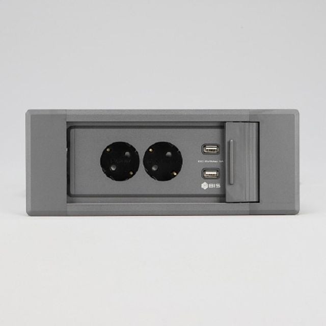 매입 슬라이드 콘센트 BID-2002MS 다크그레이 - 상품 이미지