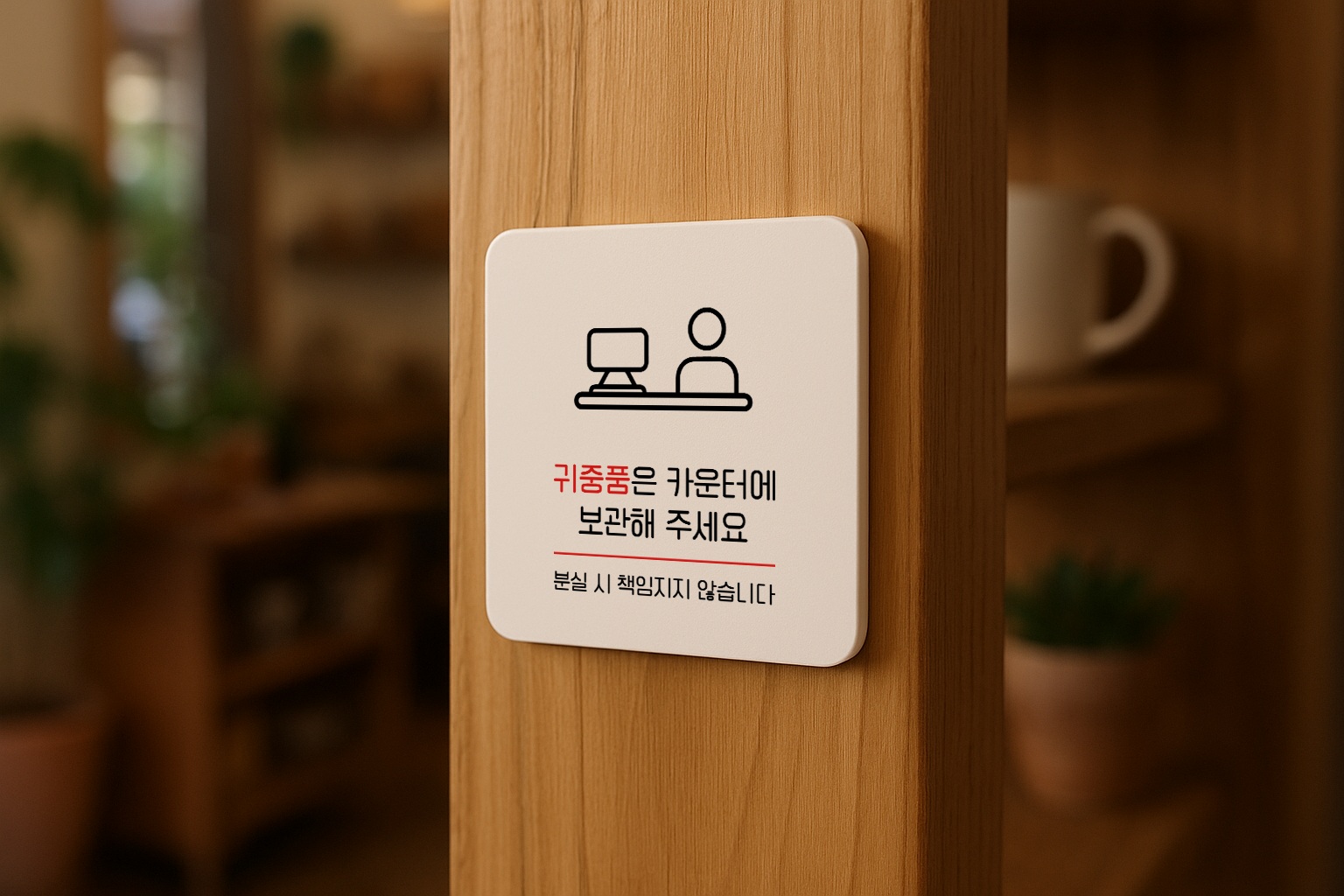 귀중품은 카운터에 표지판 분실방지 안내판 표찰 안내 064 100x100 - 상세 이미지 3