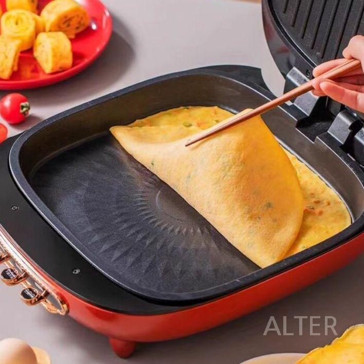 양면팬 생선 구이 후라이팬 통구이 삼겹살 전기그릴 전골 팬 그린 - 상세 이미지 3