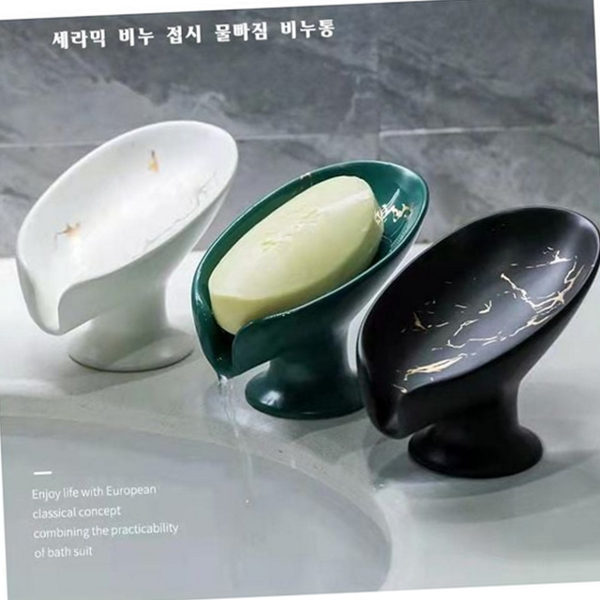 물빠짐 세라믹 비누 받침대 접시형 도자기 비누 거치대 화장실 욕실 - 메인 이미지