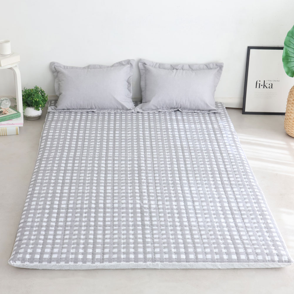아르떼베딩 체크 요매트 (요커버+솜매트) 바닥에까는 미끄럼방지 누빔 5cm