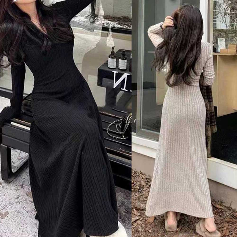 A라인 슬림 롱원피스 1004389 - 상품 이미지