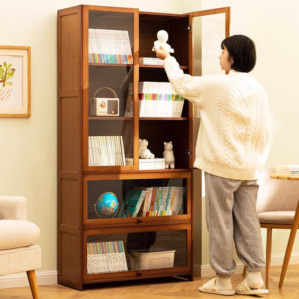 레트로 그릇장 옛날 주방 수납장 빈티지 가구 선반 80cm 3단 장홍투명문 - 상세 이미지 5