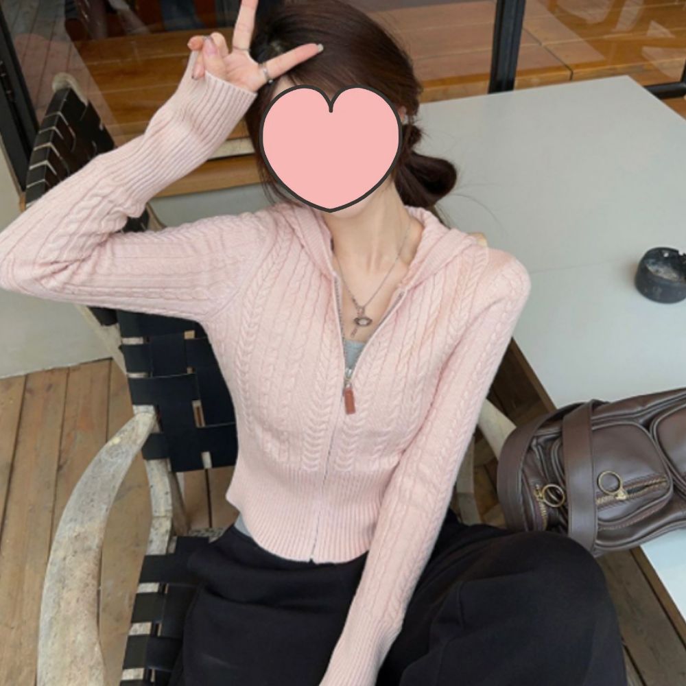 케이블 패턴 후드 니트 집업 가디건 JSC-d0213 - 상품 이미지