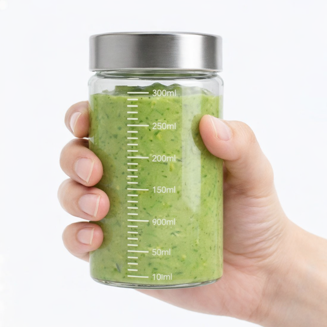 눈금 밀폐 내열유리병 커피 원두보관통 캡슐보관 이유식 파스타병 소분 용기 300ml, 1개 - 상품 이미지
