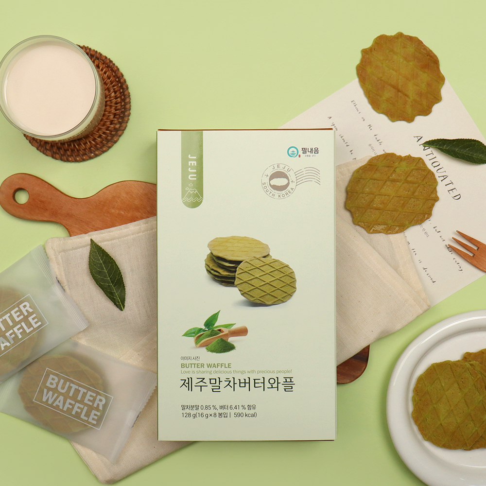1+1 제주 우도땅콩 말차 버터와플 8개입 제주도특산품 선물 과자 간식 이미지 8