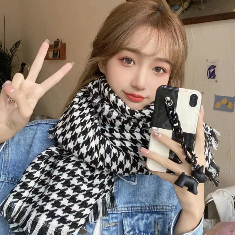 여성 가을목도리 하운드체크 클래식 베이직 스카프 - 상품 이미지