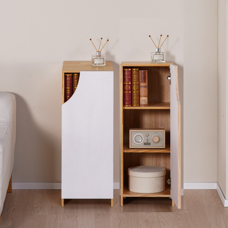 소나무 원목 틈새 장식장 거실장 3단, 300x300x800, 화이트