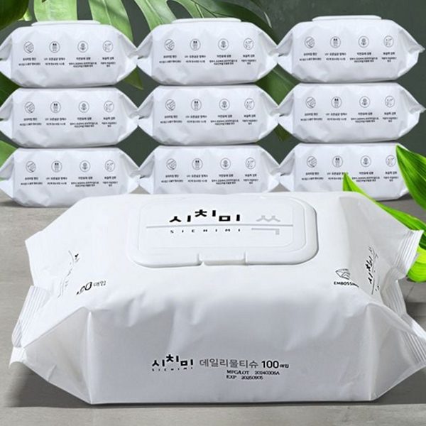 도톰한 두꺼운 물티슈 캡형 대용량 물티슈 100매 프리미엄 데일리