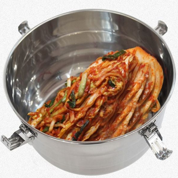 대용량 스텐 김치통 밀폐 원형 김치통 김치냉장고 주방 보관 - 상품 이미지