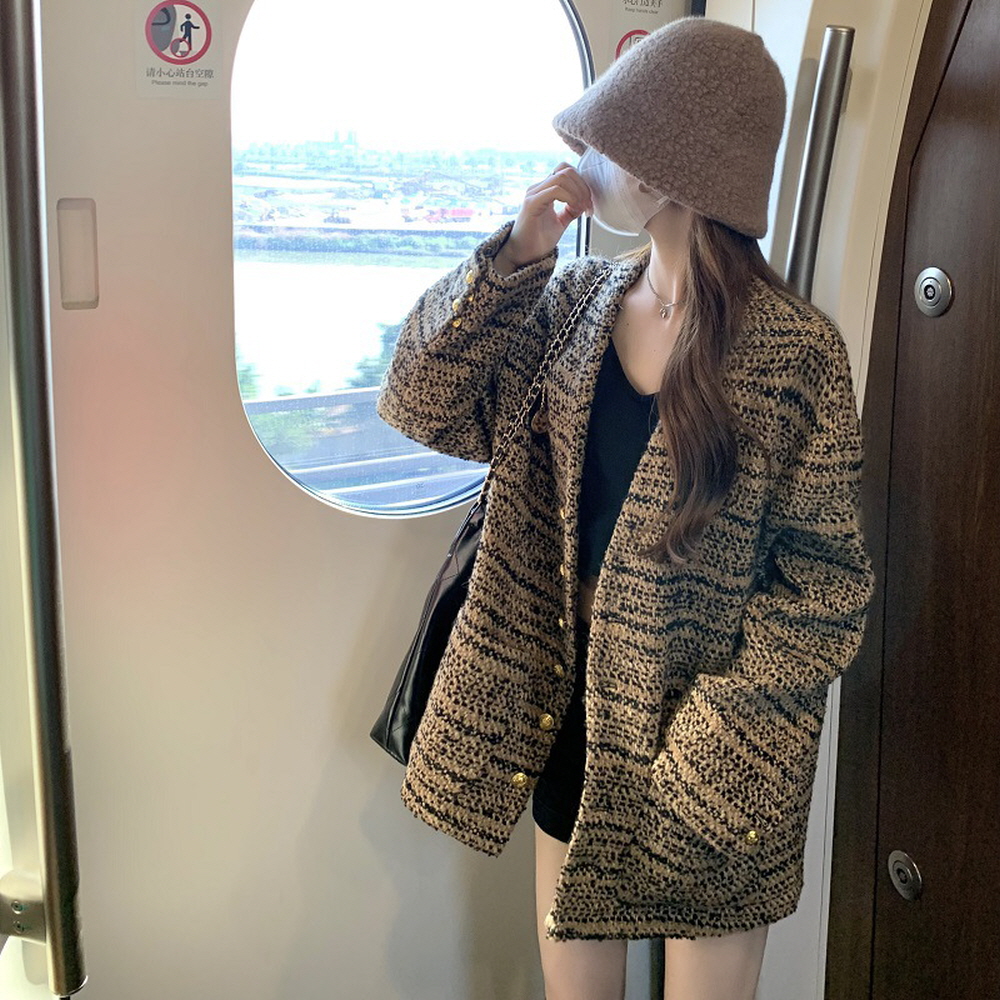1004753 자켓 오버사이즈 브라운 트위드 데일리 - 메인 이미지