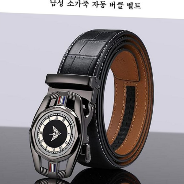 직장인 남성 자동 버클 벨트 가죽 남성 소가죽 벨트 허리띠 - 상품 이미지