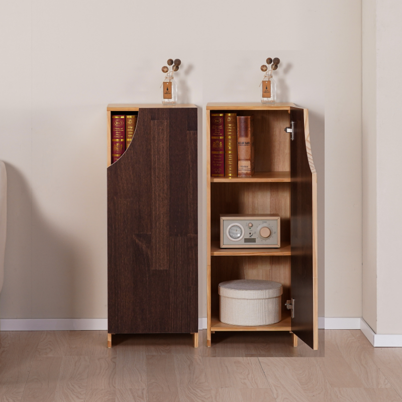 소나무 원목 틈새 장식장 거실장 3단, 300x300x800, 월넛