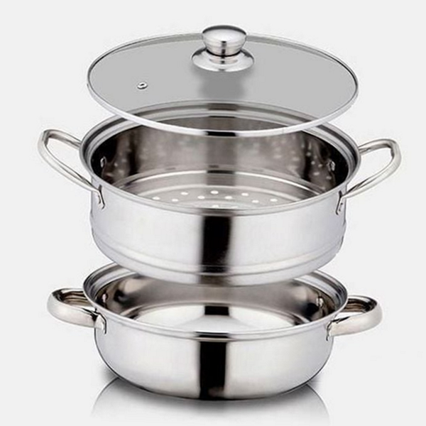 다용도 28cm 스테인리스 찜기 대형 인덕션 2단 냄비 찜솥 뚜껑 - 상품 이미지