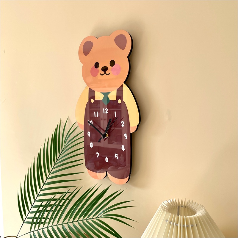 곰돌이 벽시계 귀여운 아날로그 아크릴 캐릭터 디자인 개성있는 아이방 다른 미니16x30cm - 상세 이미지 4