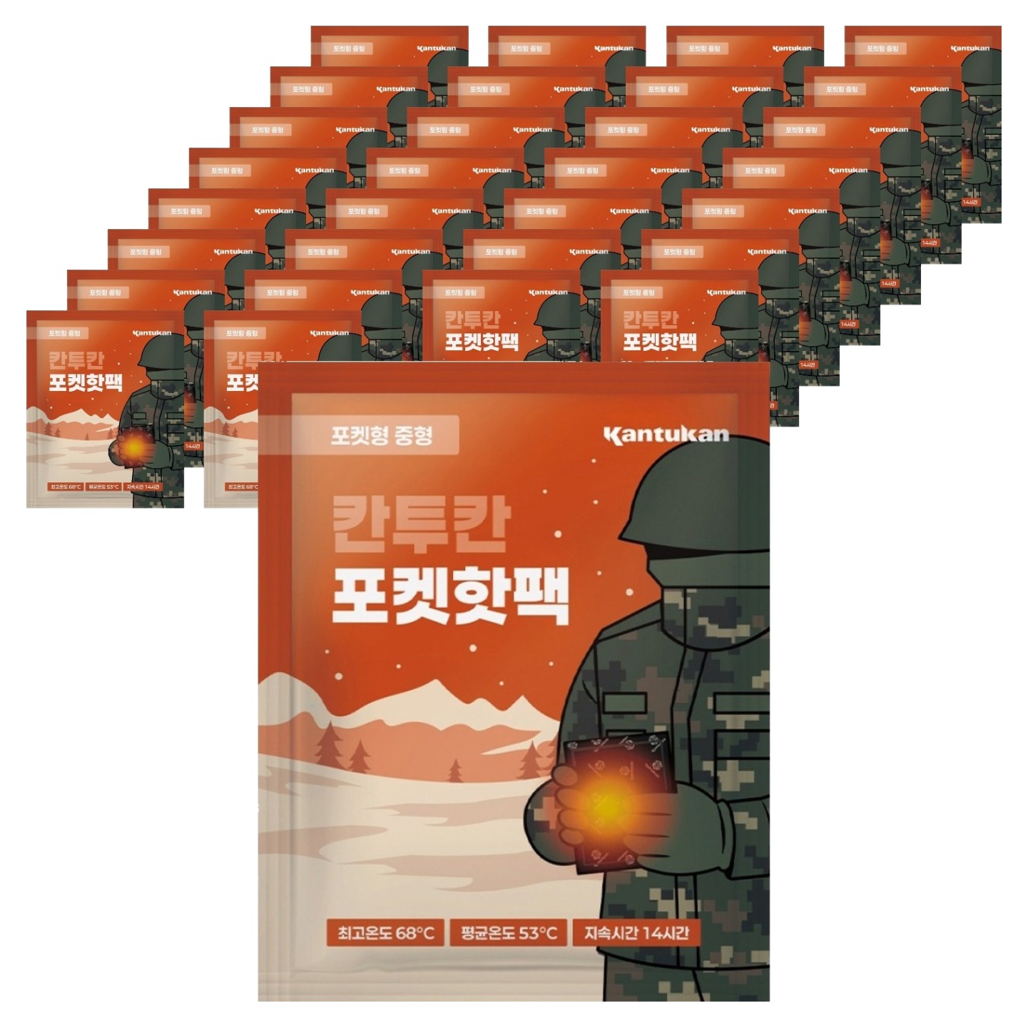 칸투칸 포켓형 핫팩 대용량 대형 중형 미니 군인 흔드는 손난로 주머니 80g, 30개 - 상품 이미지