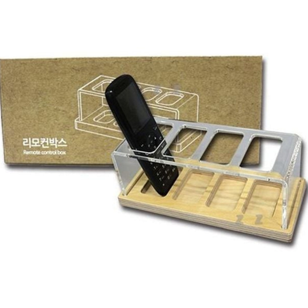 다용도 리모컨 정리함 투명 리모컨 수납함 아크릴 4칸 - 상품 이미지