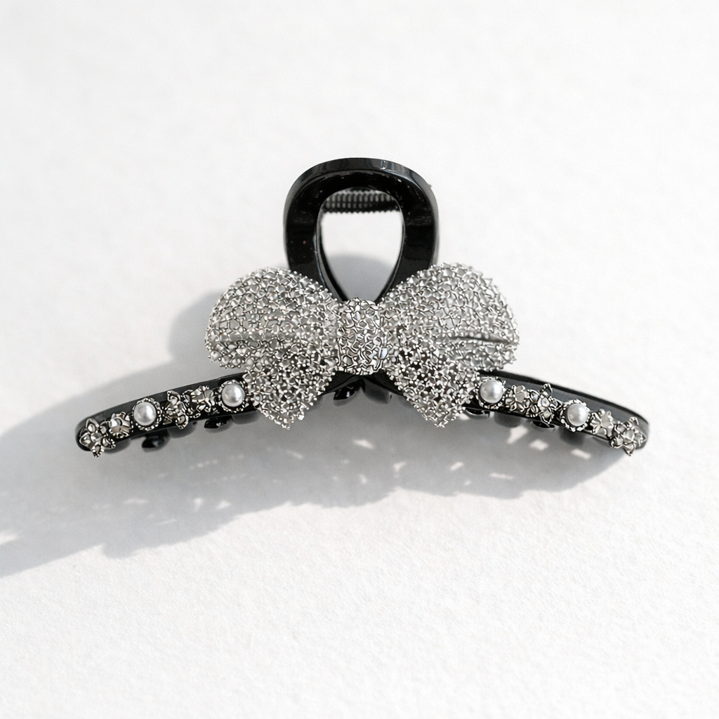 루드 클래식 크리스탈 리본 헤어집게핀 L25SSAC32