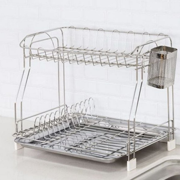 싱크대 스텐 식기 건조대 수저 2단 식기 건조대 정리대 주방 - 상품 이미지