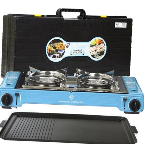 캠핑용 휴대용 가스 버너 이동식 투버너 가스 레인지 케이스 불판