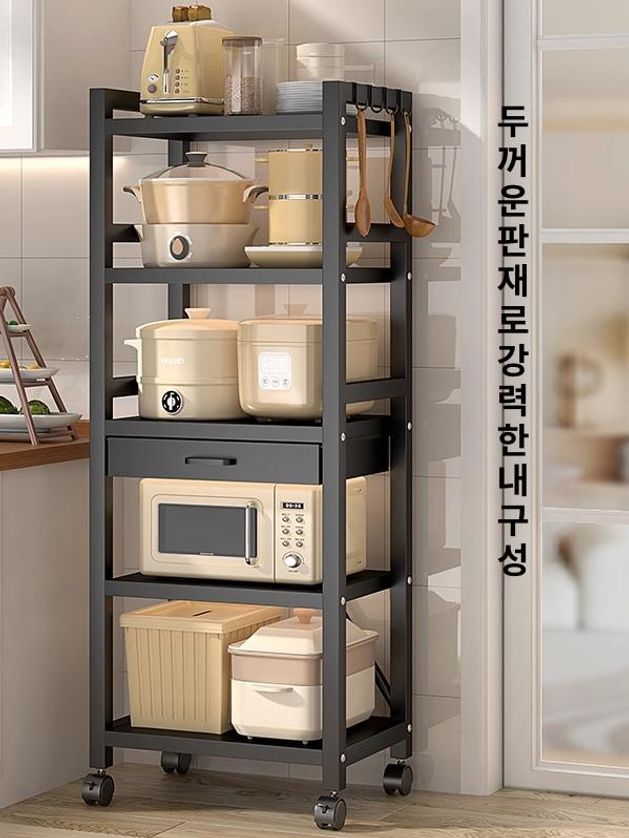 주방 전자레인지 선반 이동식 수납장 밥통 다이 4단 정리대 - 상세 이미지 3