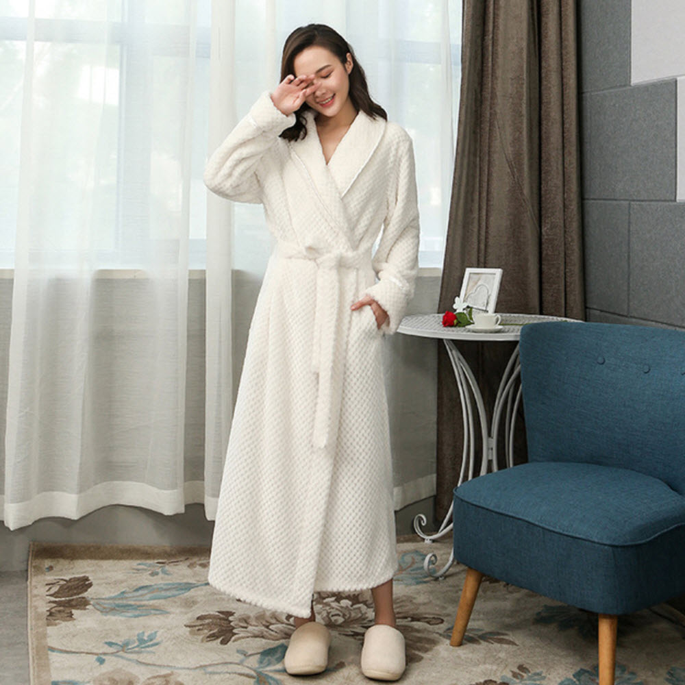 극세사 수면가운 샤워가운 커플 가운 잠옷 - 상세 이미지 3