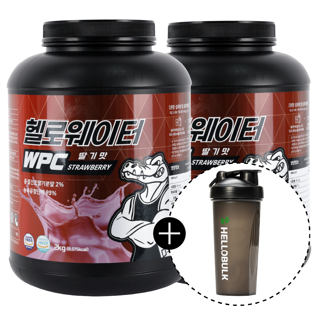 헬로웨이터 프로틴 유청 단백질 쉐이크 보충제 딸기맛, 2kg, 2개