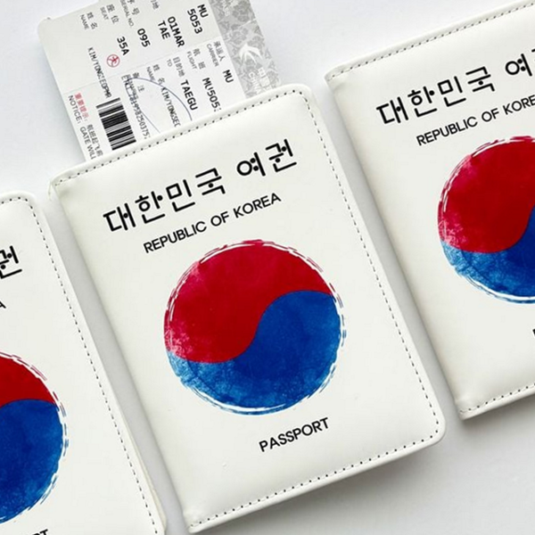 트래블 여행용 여권 지갑 태극 태극기 여권 케이스 휴대용 가죽 - 상품 이미지