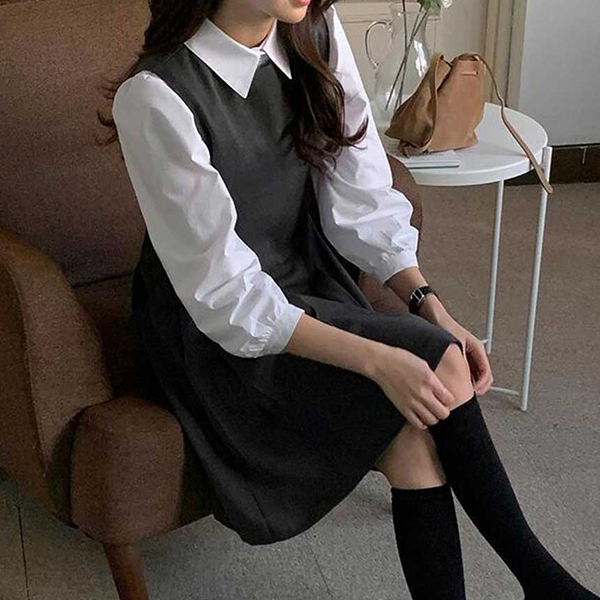 여성 하객룩 플리츠 베스트 원피스 NM-0278 - 상품 이미지