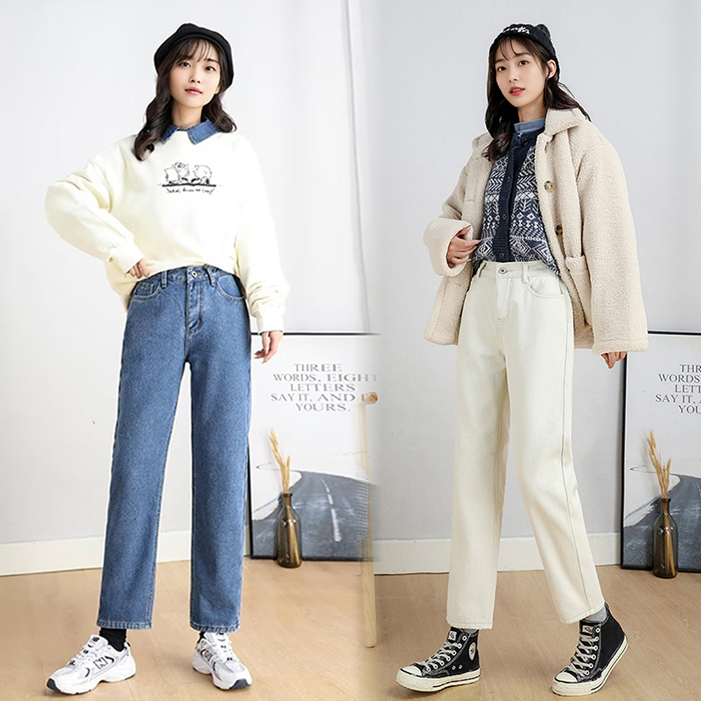 9부 뒷밴딩 스판 일자 청바지 데님 팬츠 진청 연청 키작녀청바지 - 상품 이미지