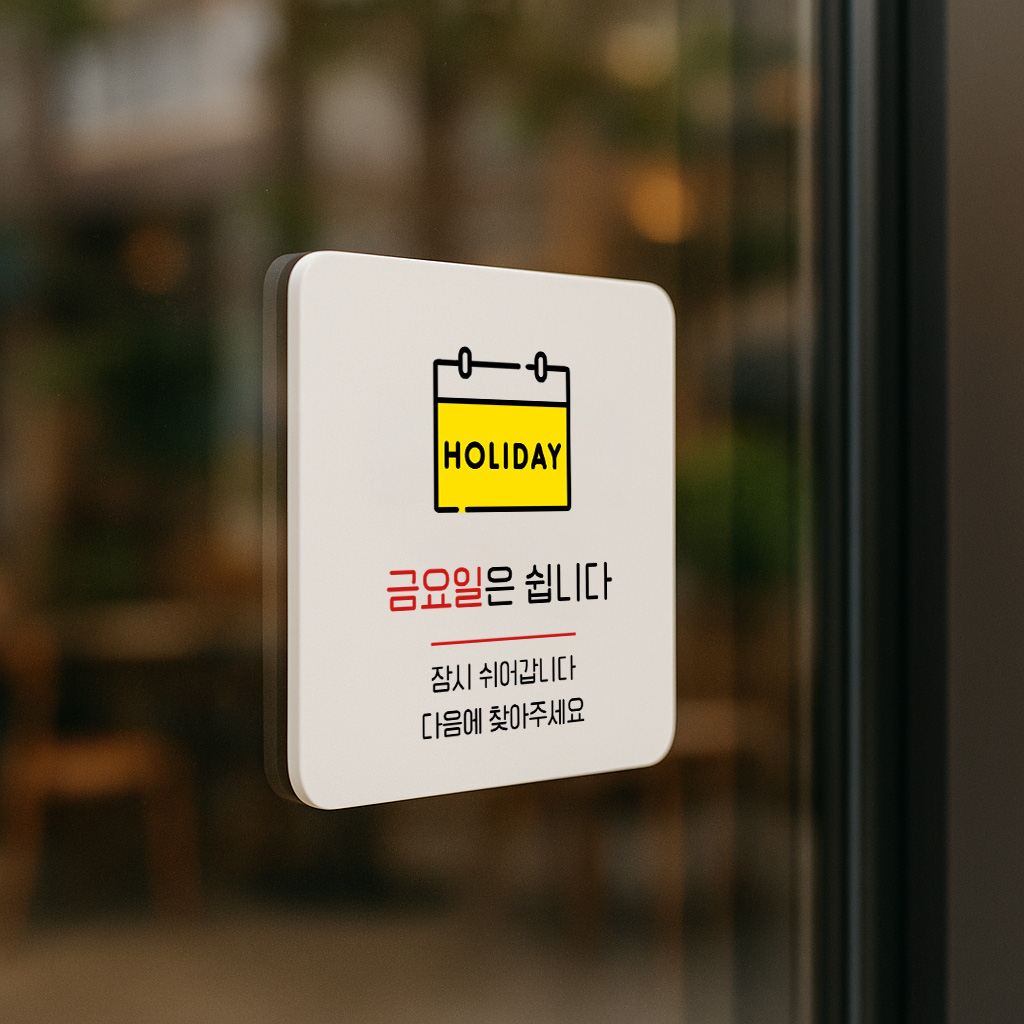 정기 휴무 금요일은 쉽니다 표지판 안내판 078 100x100 - 상세 이미지 2