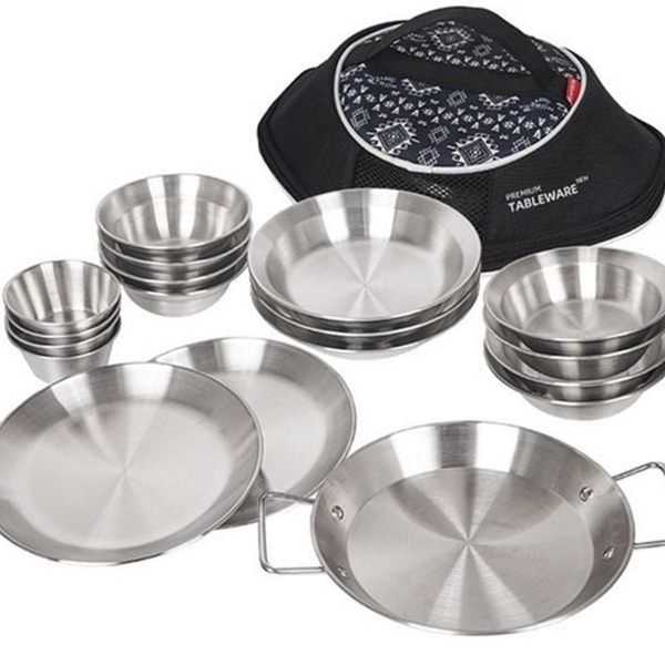 아웃도어 캠핑 테이블웨어 휴대용 스텐 캠핑 식기 세트 그릇