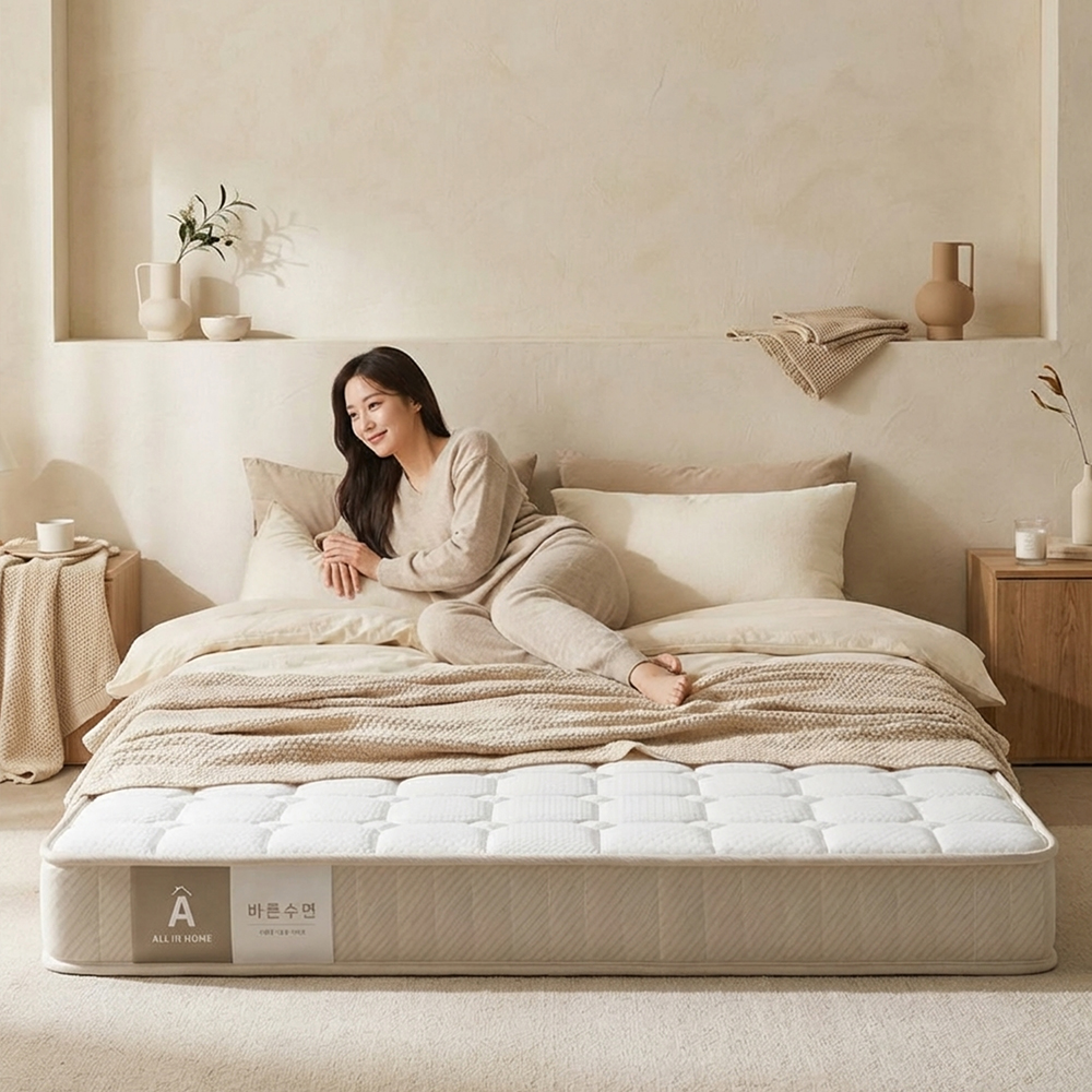 올인홈 침대 매트리스 슈퍼싱글 퀸 메모리폼 포켓 스프링 바닥매트 SS 15cm