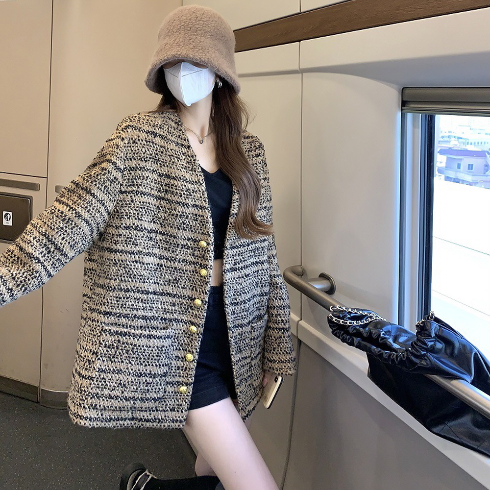 1004753 자켓 오버사이즈 브라운 트위드 데일리 - 상세 이미지 2