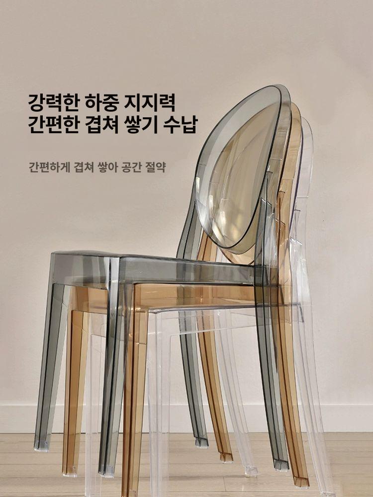 북유럽 투명 식탁의자 카페 라운지 플라스틱 체어 업소용 - 상세 이미지 2