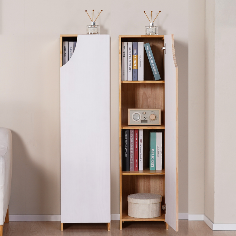 지비노 원목 틈새 장식장 4단, 300x300x1200, 화이트