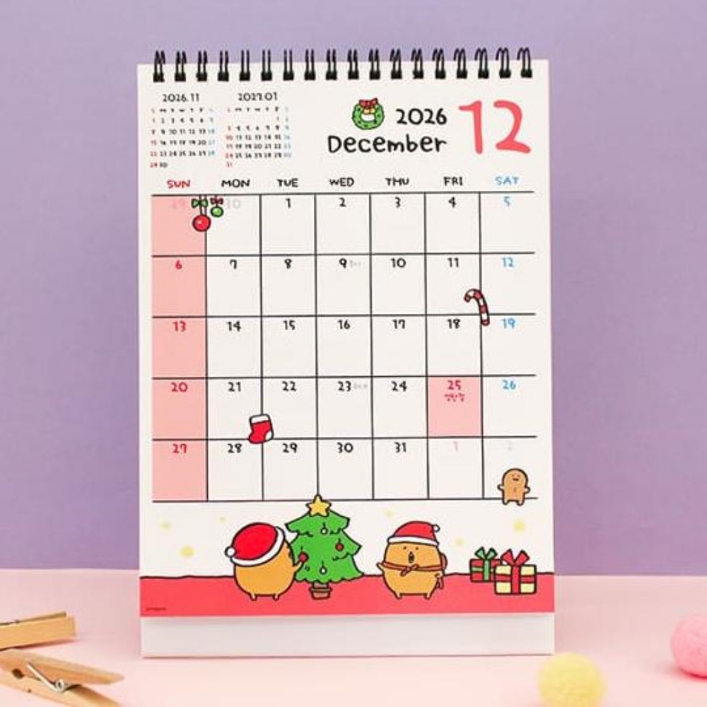 (스티커포함)마이빈 2026년 26년 담곰이 농담곰 달력 나가노 캐릭터 데스크 책상 캘린더 이미지 3
