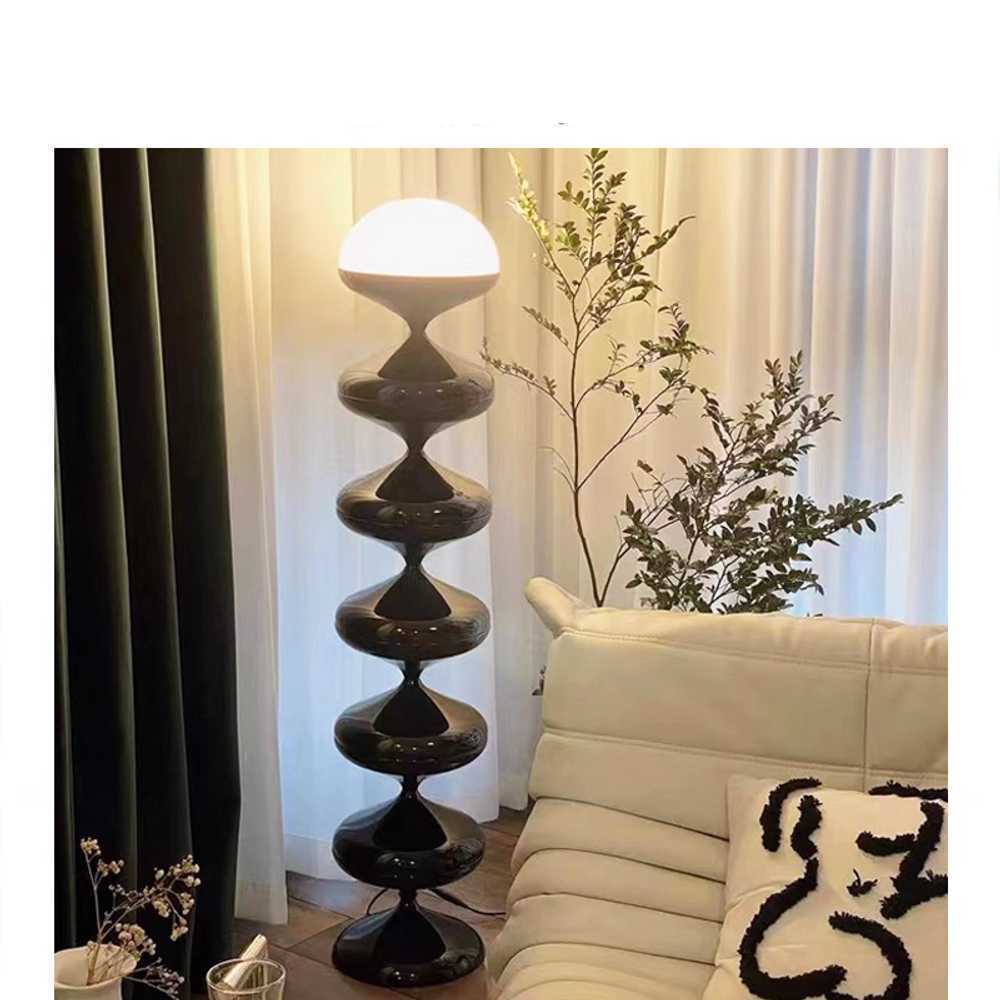곡선 플로어 스탠드 웨이브 장조명 거실 무드등 램프 블랙 (3색 LED 24W) - 상품 이미지